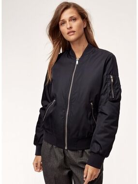 Babaton Black Satin Bomber Jacket